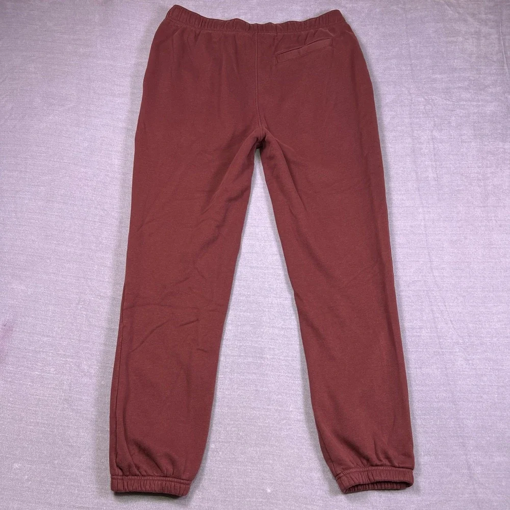 Vively Fleece Joggers Elastic Waist Mid Rise Sweatpants Mens Large Maroon Cotton